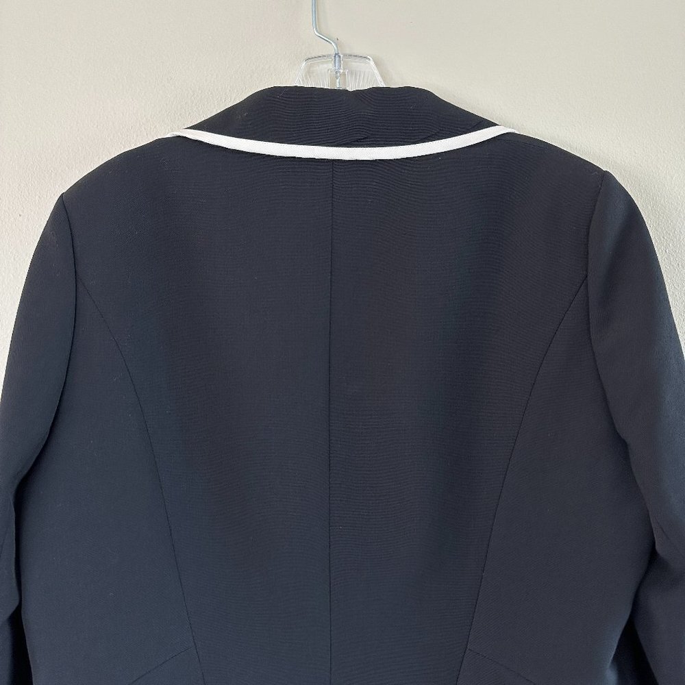 Hobbs London Black Wool Cropped Ivory Contrast Trim Blazer Jacket - Picture 10 of 11